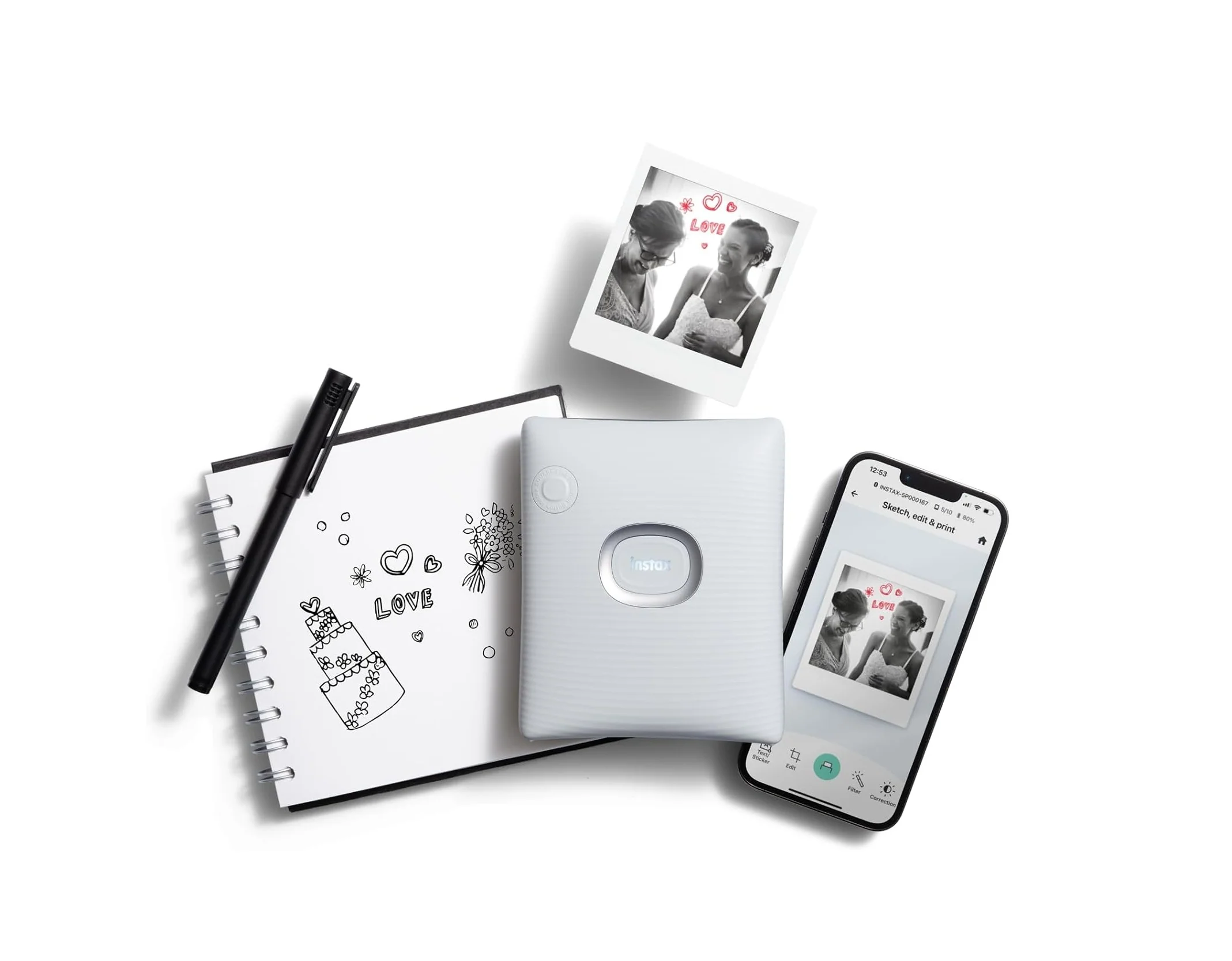 Fujifilm Instax Square Link Smartphone Printer (White ) + Instax Mini Pal Camera (White ) Gift🎁 - Image 5