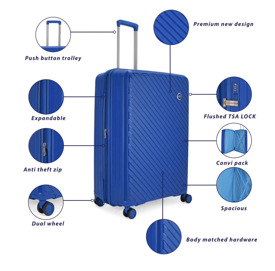 HAZE PLUS 8Wheel,Hard Trolley, TSA, Expandable, S-56cm(BLUE) - Image 7