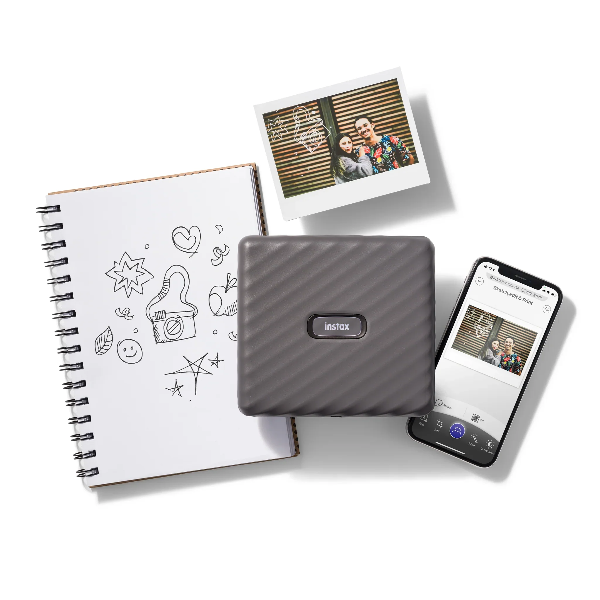 Instax Link Wide Smartphone Printer (Mocha Gray) + Film Pack - Image 7