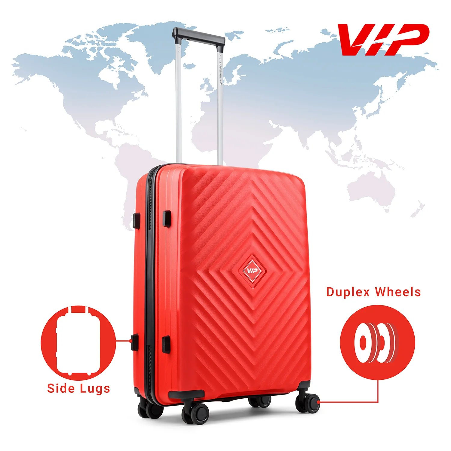 VIP Unisex Quad Hard Shell Spinner Wheels Luggage, Red,Small 21 x 38 x 55 cm… - Image 2
