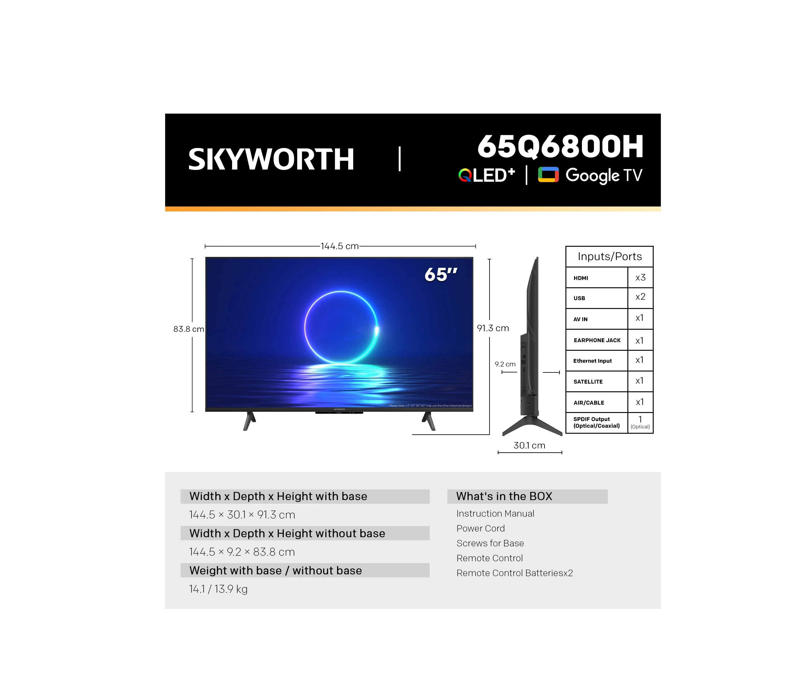 Skyworth 65Q6800H 65-Inch QLED 4K UHD Smart (Google TV) 120Hz - Image 8