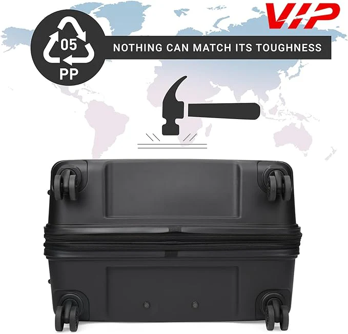 VIP CityScape Plus 8 Wheel Hard Luggage TSA Lock Large-79cm 4.2kg (Black) - Image 5