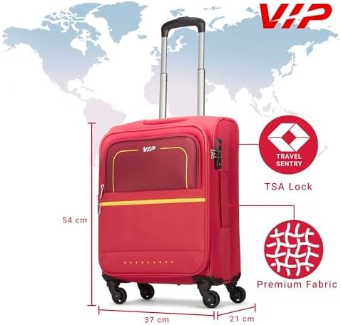 VIP EVOLVE PLUS 4Wheel, Soft Luggage , TSA, Expandable , S-55-SMALL (RED) - Image 4