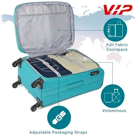 VIP EVOLVE PLUS 4Wheel, Soft Luggage , TSA, Expandable , Set of 3pcs (BLUE) - Image 5