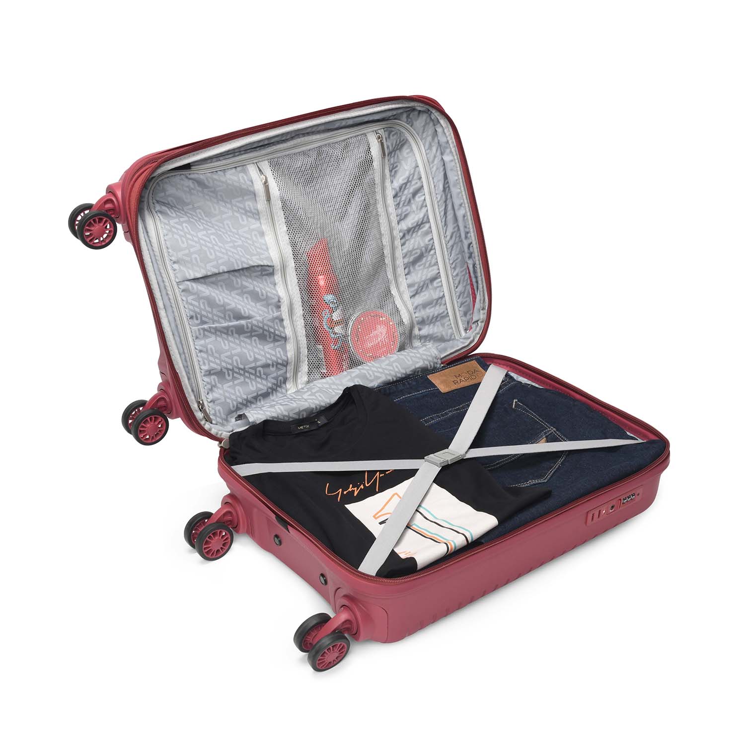 VIP Karl Plus Expandable 8 Wheel Hard Luggage TSA Lock Expandable (Cabin Size) Small-55cm 2.8kg (Red) - Image 5