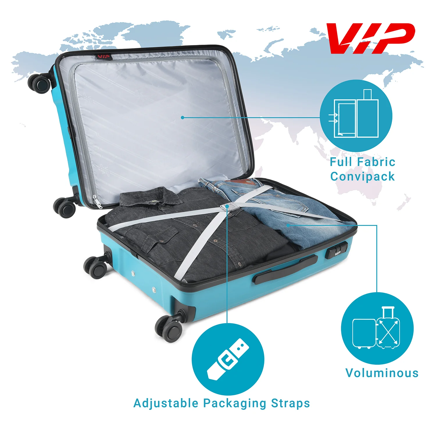 VIP QUAD 8W Hard Trolley-3PCS SET (ICE BLUE) - Image 4