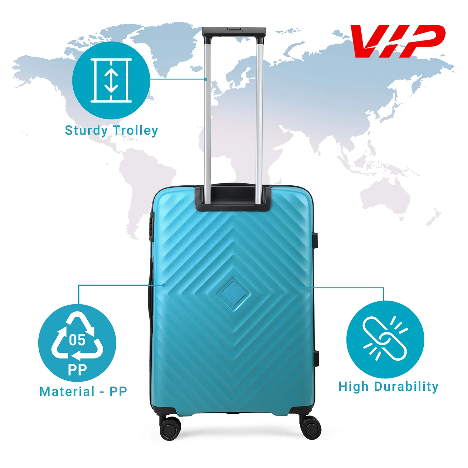 VIP QUAD 8W Hard Trolley-3PCS SET (ICE BLUE) - Image 5
