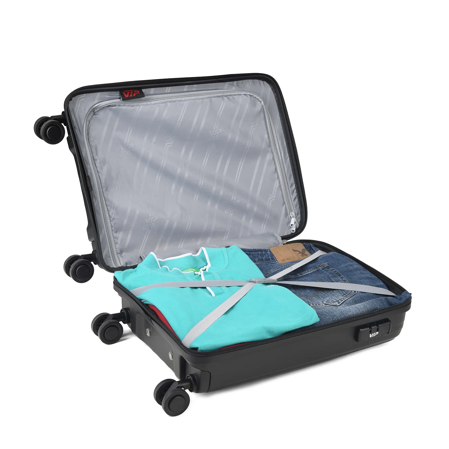 VIP QUEST PLUS 8 Wheel Hard Trolley Flushed TSA Lock (Cabin Size) Small-55cm 2.8kg (BLACK) - Image 5