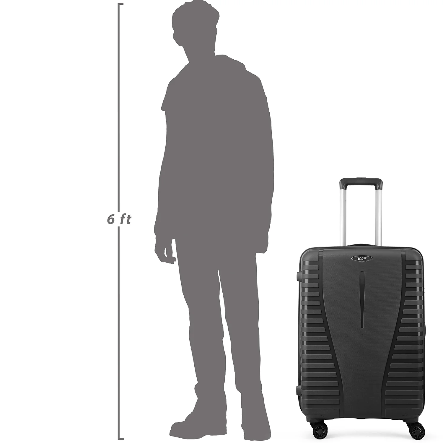 VIP QUEST PLUS 8 Wheel Hard Trolley Flushed TSA Lock M-65cm 3.7kg (BLACK) - Image 7