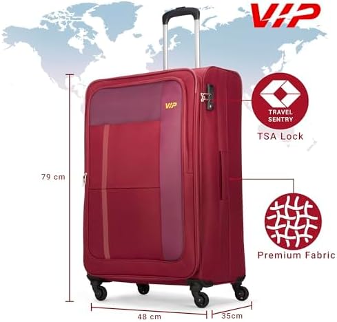 VIP TORONTO PLUS 4Wheel, Soft Luggage , TSA, Expandable , L-79-LARGE (RED) - Image 5
