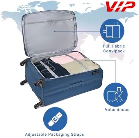VIP TORONTO PLUS 4Wheel, Soft Luggage , TSA, Expandable , L-79-MEDIUM (Blue) - Image 4