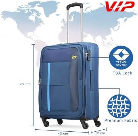 VIP TORONTO PLUS 4Wheel, Soft Luggage , TSA, Expandable , M-69-MEDIUM (Blue) - Image 3