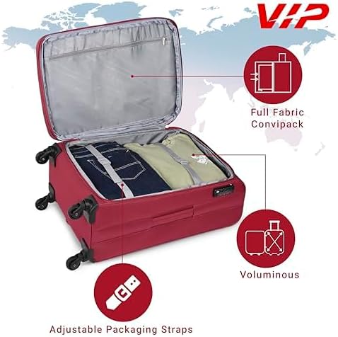 VIP TORONTO PLUS 4Wheel, Soft Luggage , TSA, Expandable , M-69-MEDIUM (RED) - Image 6