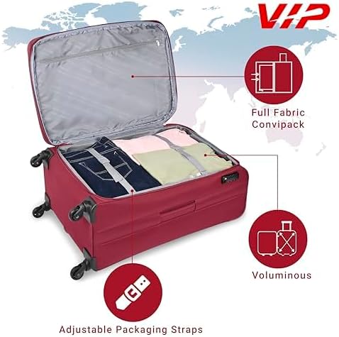 VIP TORONTO PLUS 4Wheel, Soft Luggage , TSA, Expandable , Set of 3pcs  (RED) - Image 3