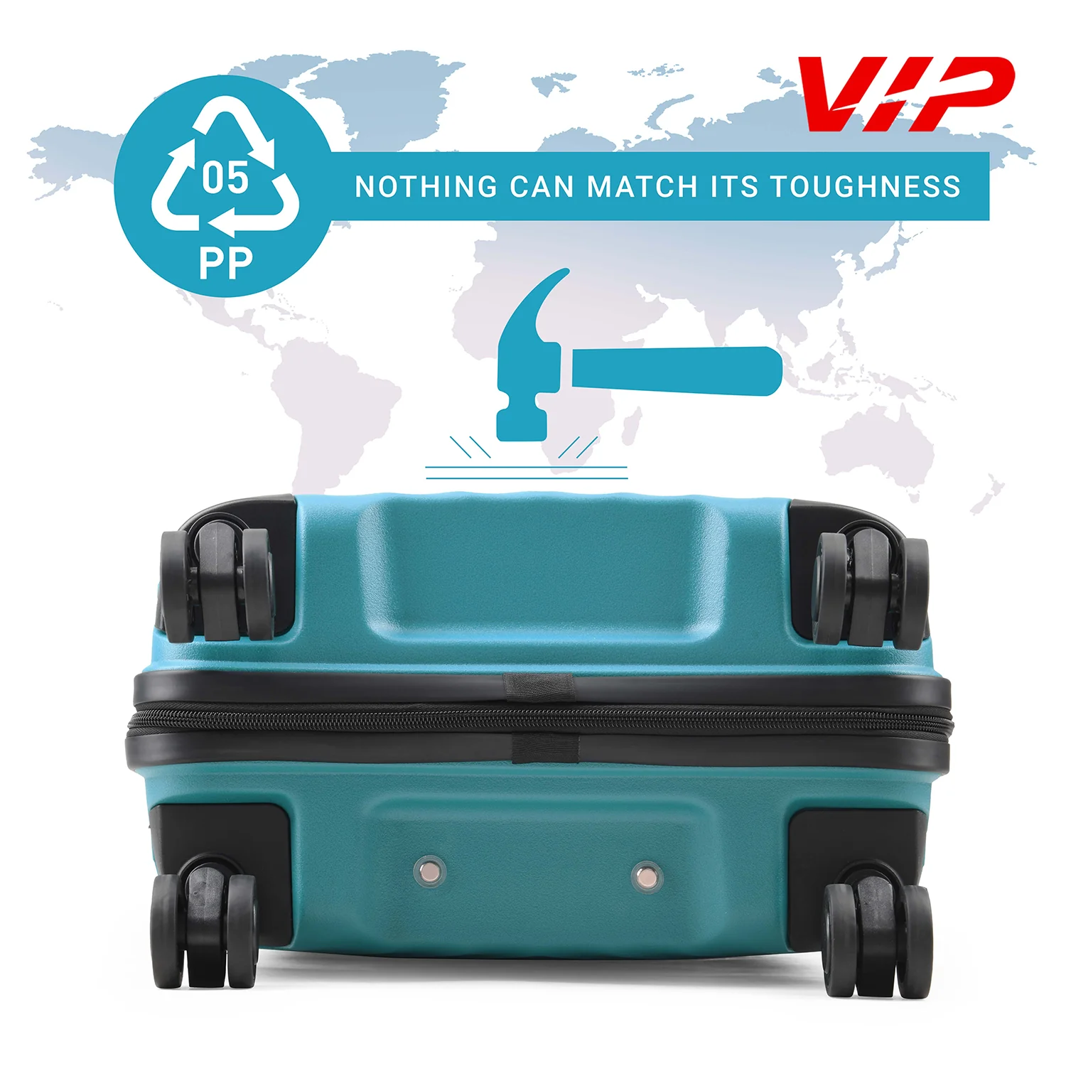 VIP Unisex Quad Hard Shell Spinner Wheels Luggage, ICE BLUE,21x38x 55-S - Image 6