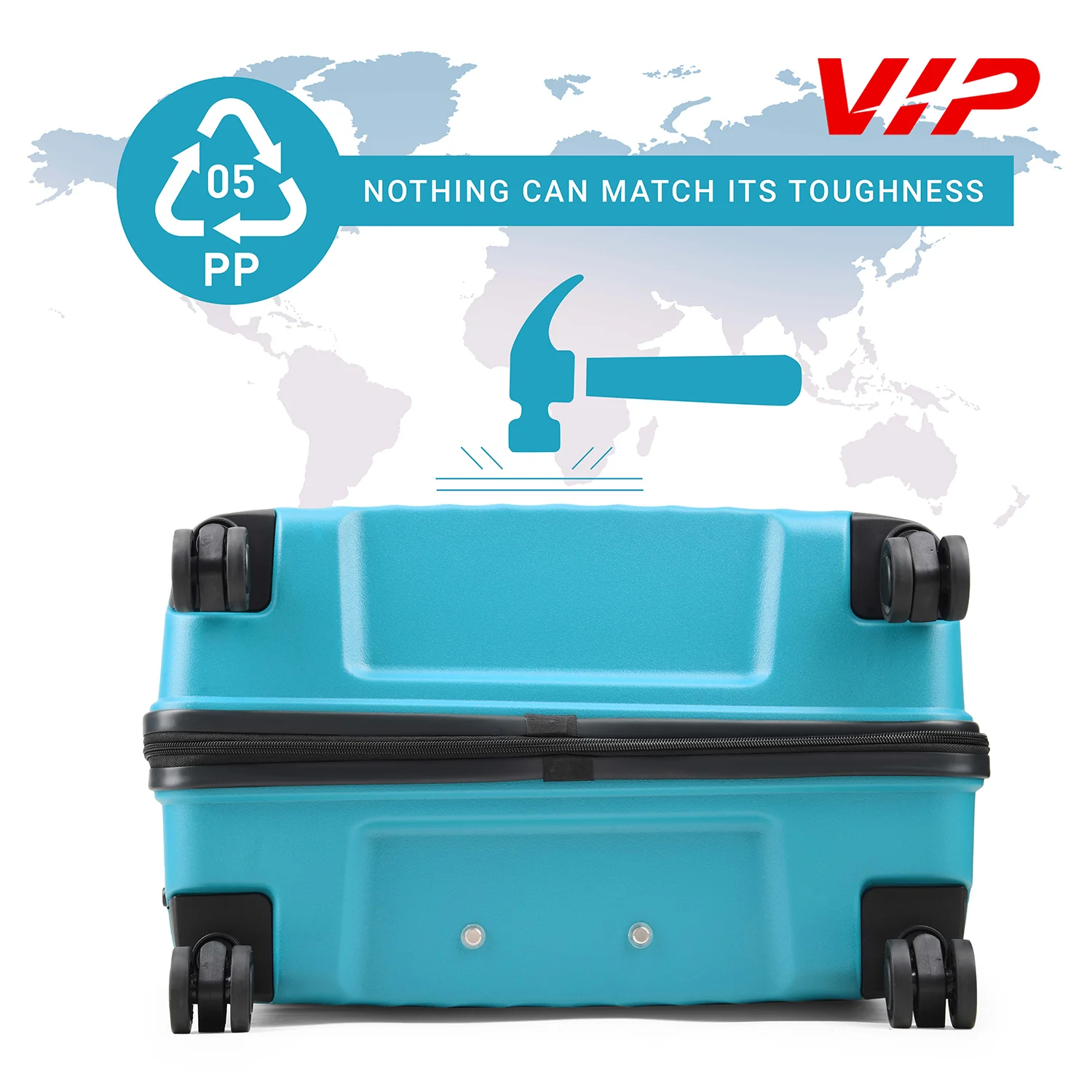 VIP Unisex Quad Hard Shell Spinner Wheels Luggage, ICE BLUE, 30x51x76-L - Image 5