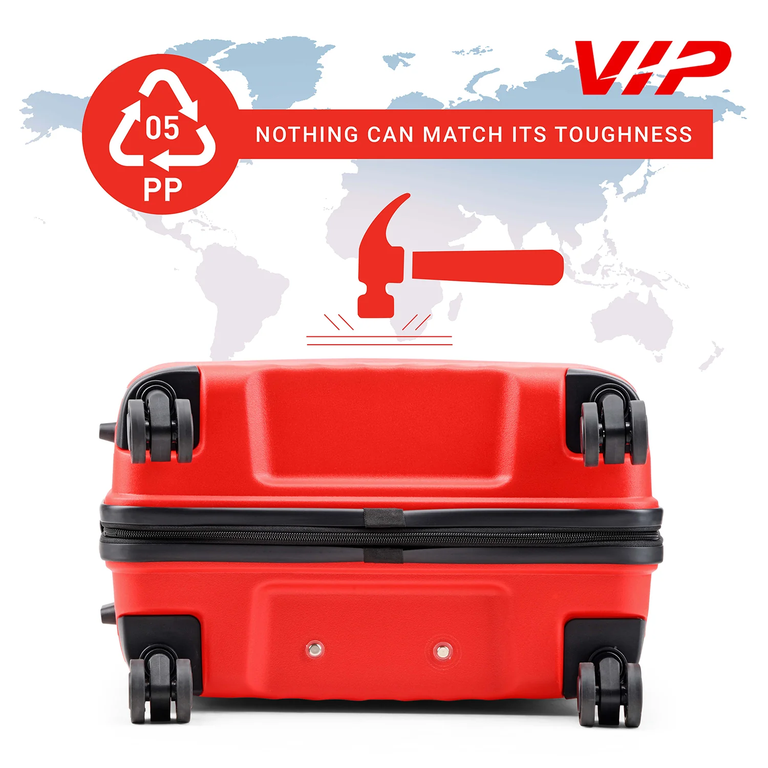 VIP Unisex Quad Hard Shell Spinner Wheels Luggage, Red,Small 21 x 38 x 55 cm… - Image 4